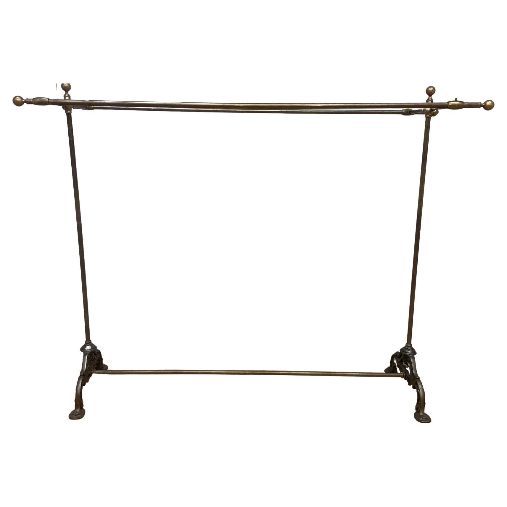 Vintage French Brass and Wrought Iron Hand Clothing Rack Stand For Sale