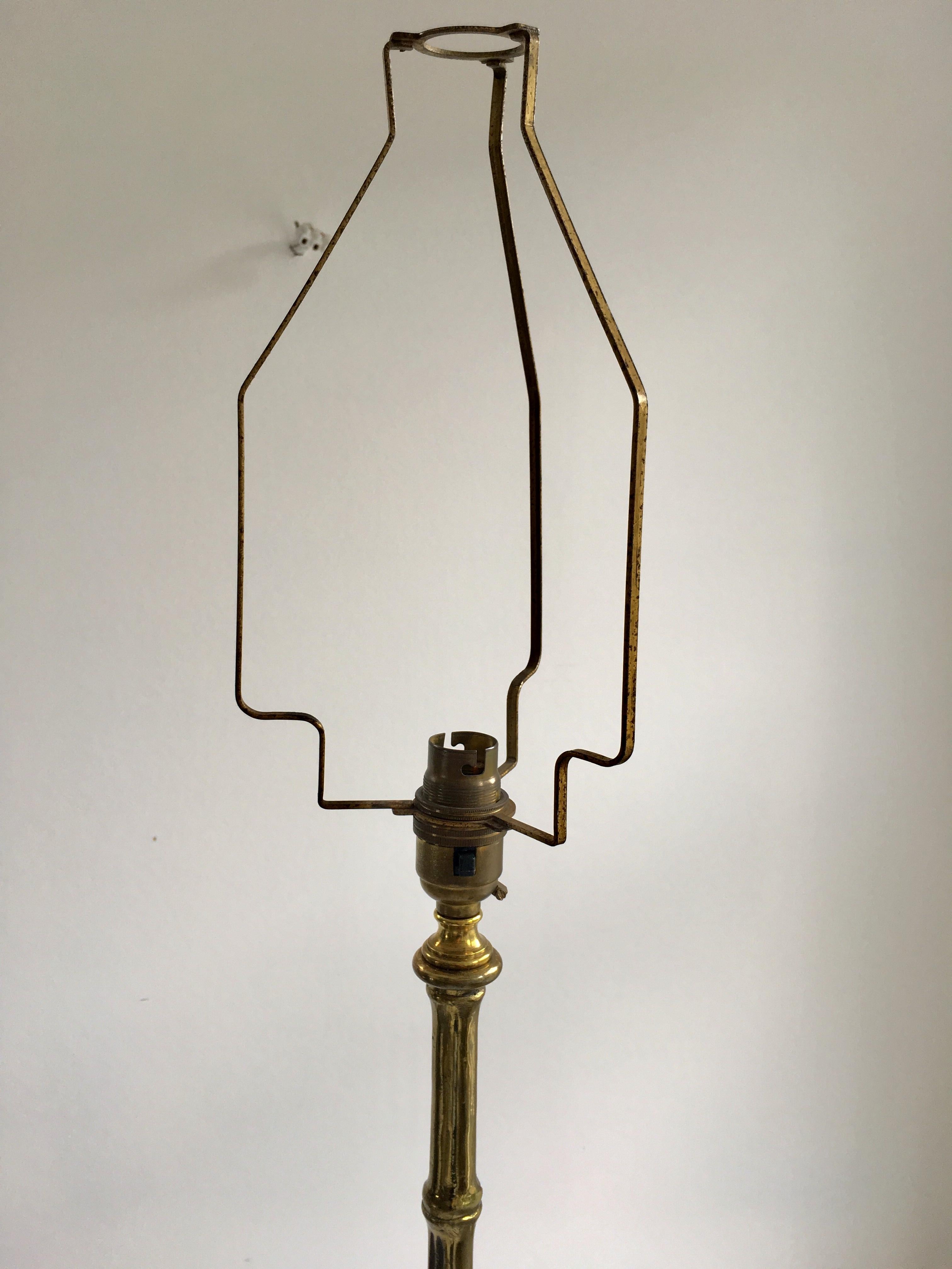 Hollywood Regency Vintage French Brass Bamboo Lamp For Sale