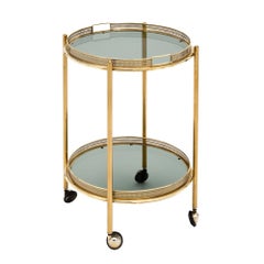 Vintage French Brass Bar Cart with Tray