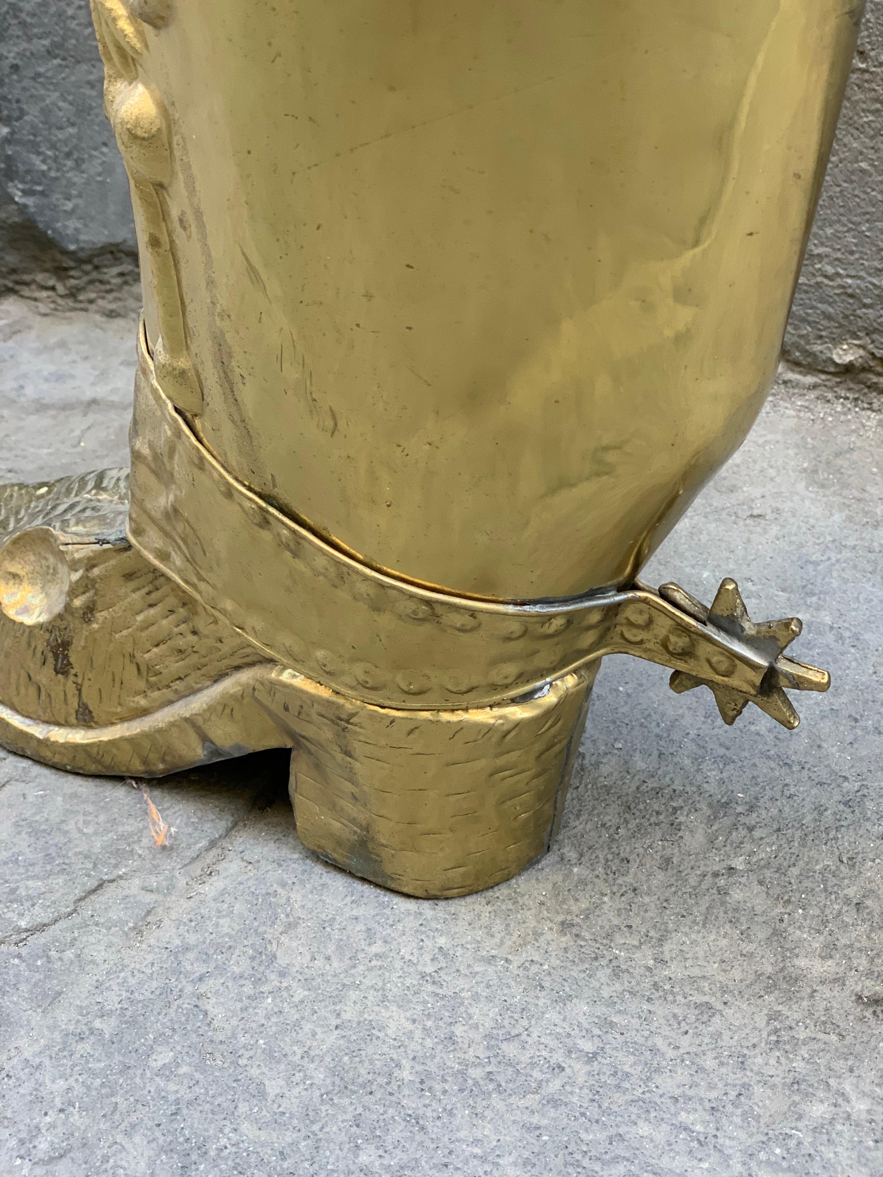Vintage French Brass Boot Umbrella Stand, 1950s 4