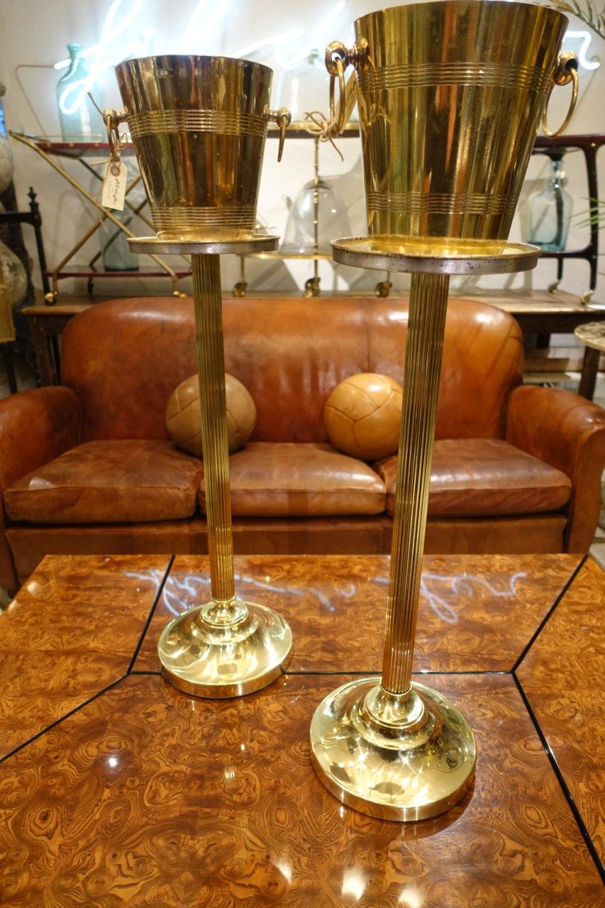 20th Century Vintage French Brass Champagne Cooler Stands