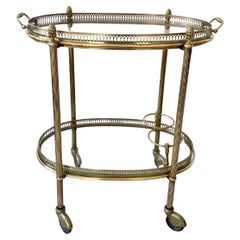 Vintage French Brass Cocktail Drinks Trolley Bar Cart