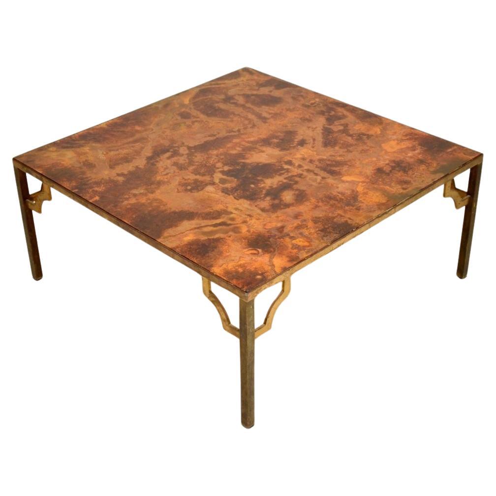 Mid-Century Modern Vintage French Brass Coffee Table For Sale