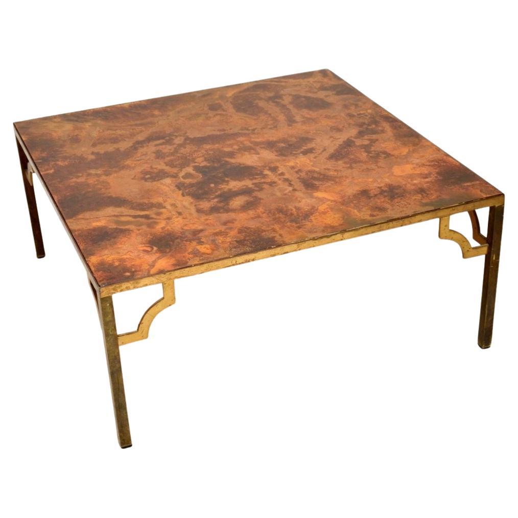 Vintage French Brass Coffee Table For Sale