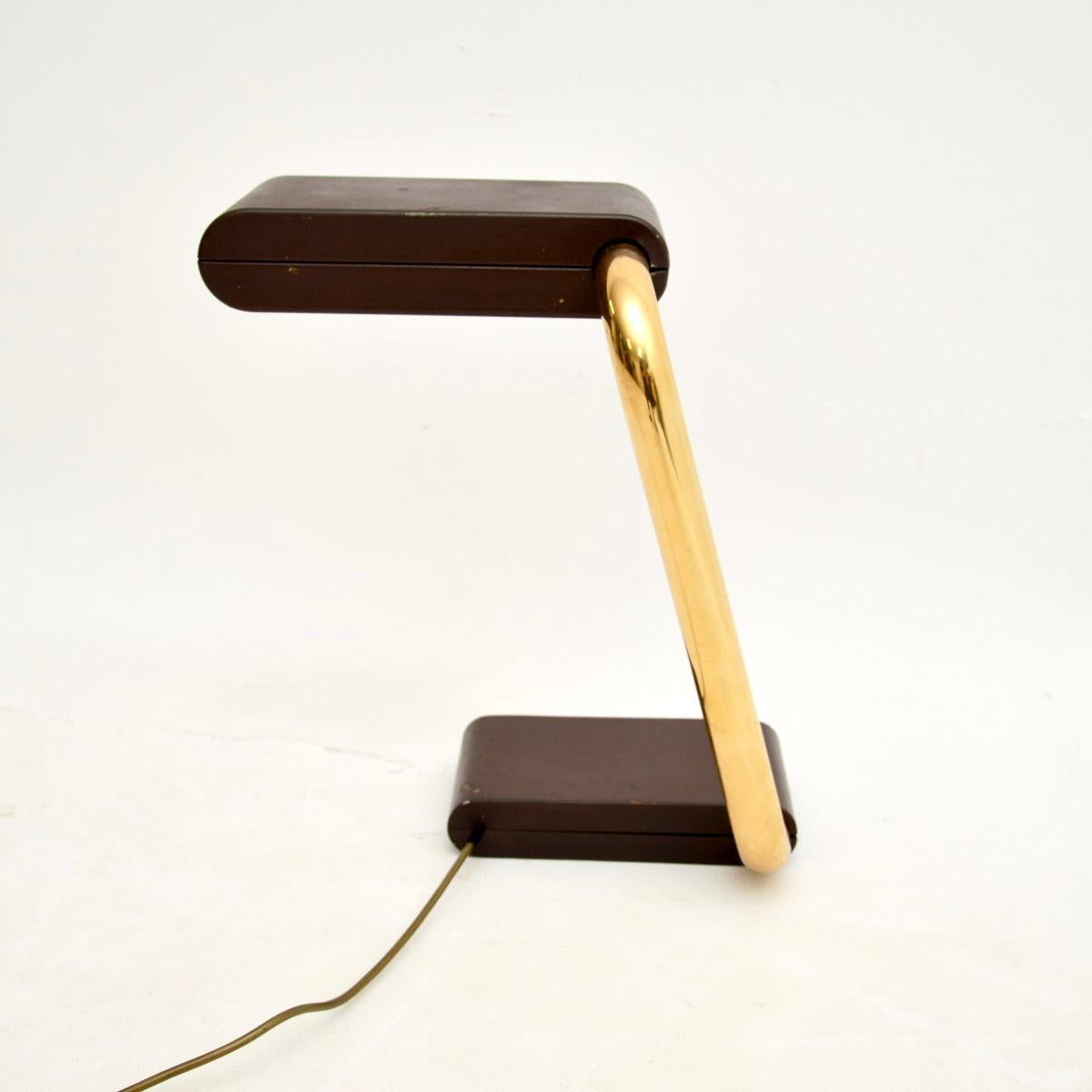 Mid-Century Modern Vintage French Brass Desk Lamp For Sale