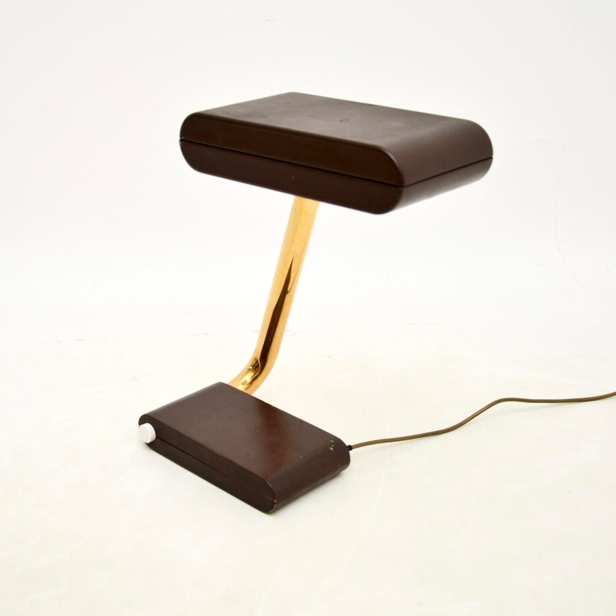 Vintage French Brass Desk Lamp In Good Condition For Sale In London, GB