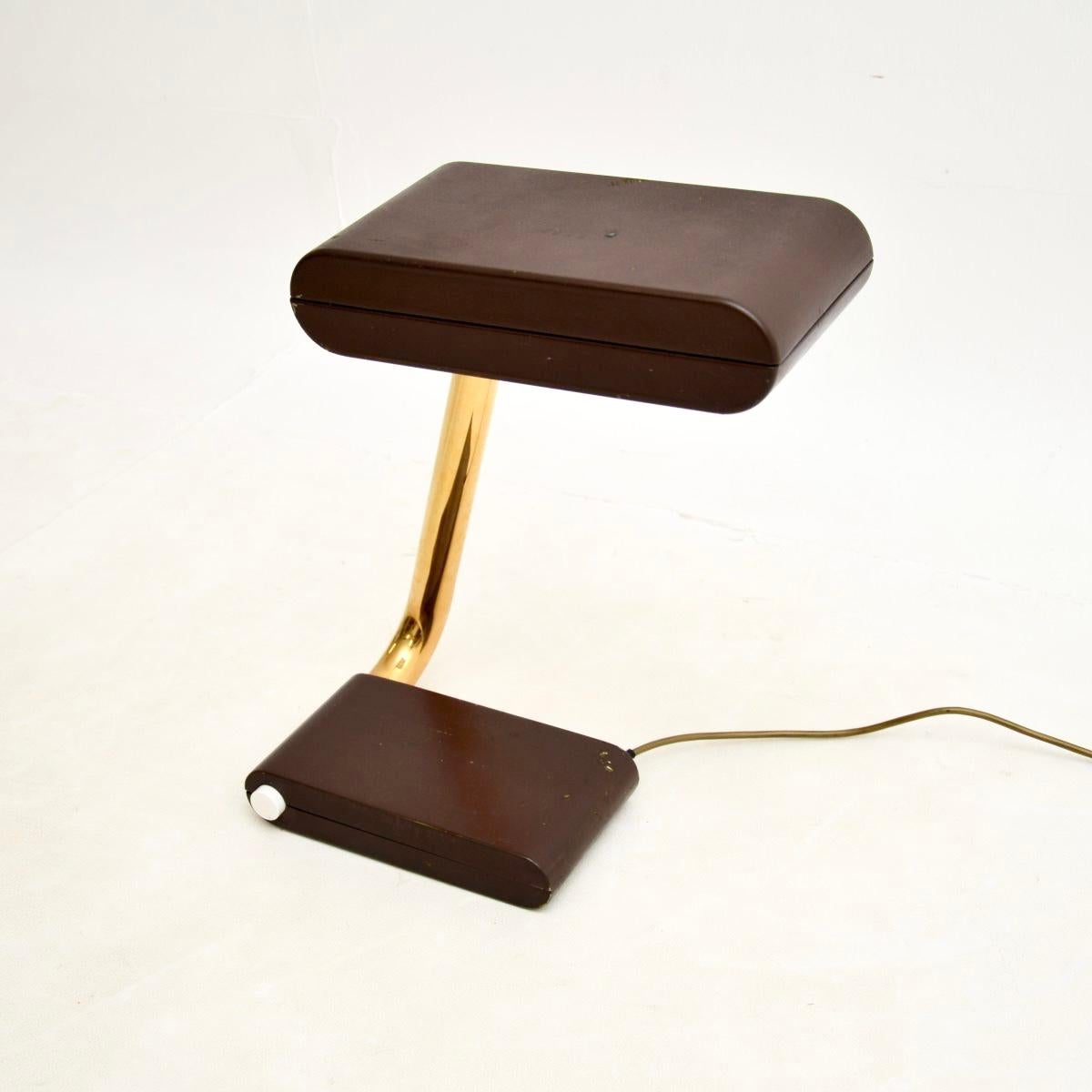 Late 20th Century Vintage French Brass Desk Lamp For Sale