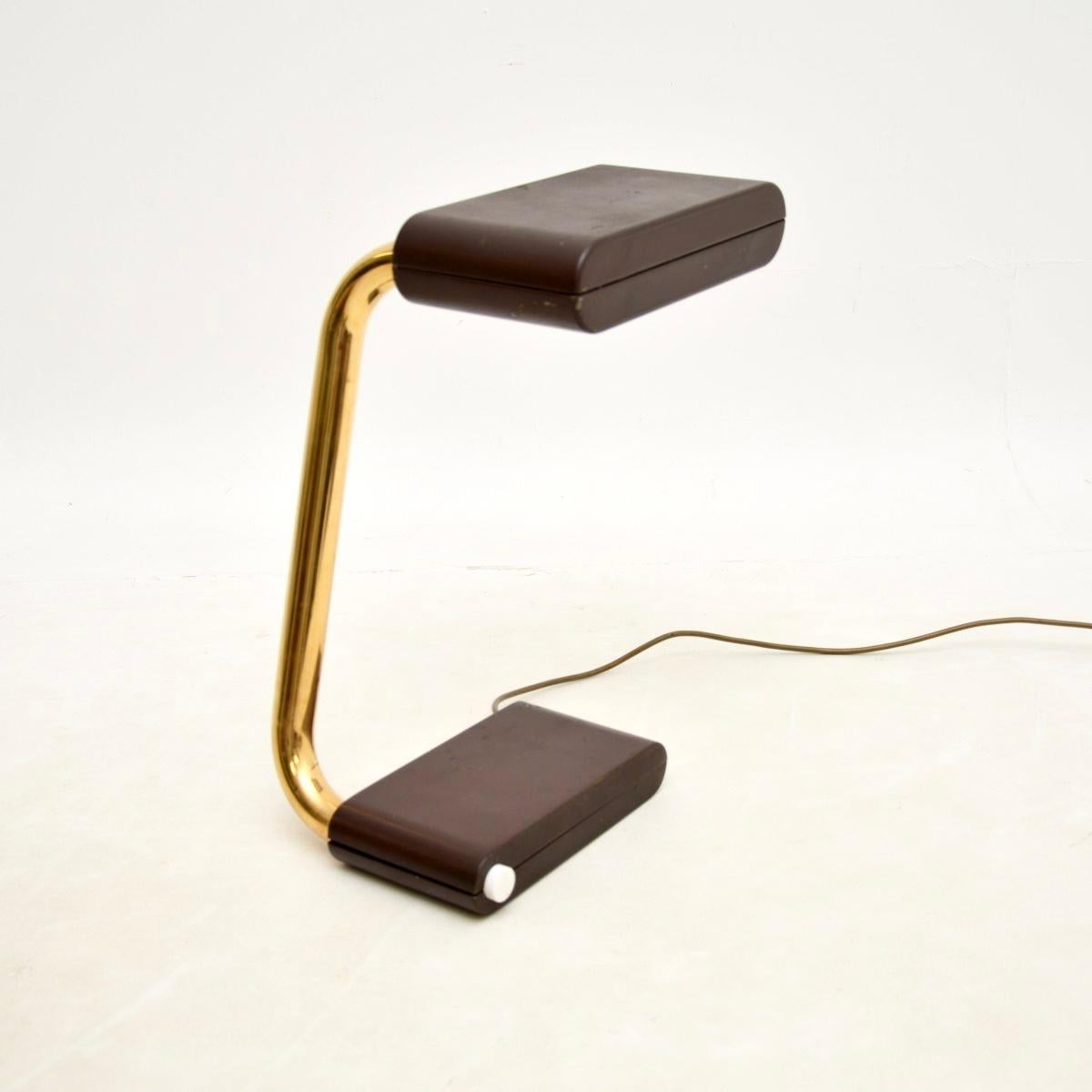 Metal Vintage French Brass Desk Lamp For Sale