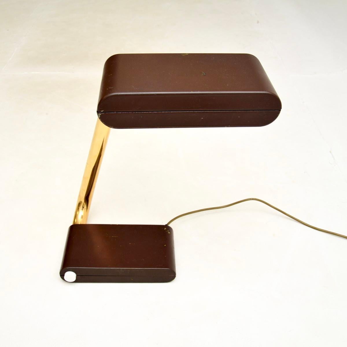 Vintage French Brass Desk Lamp For Sale 1