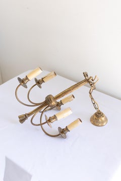 Vintage French Brass Drape Chandelier
