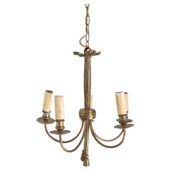 Vintage French Brass Drape Chandelier