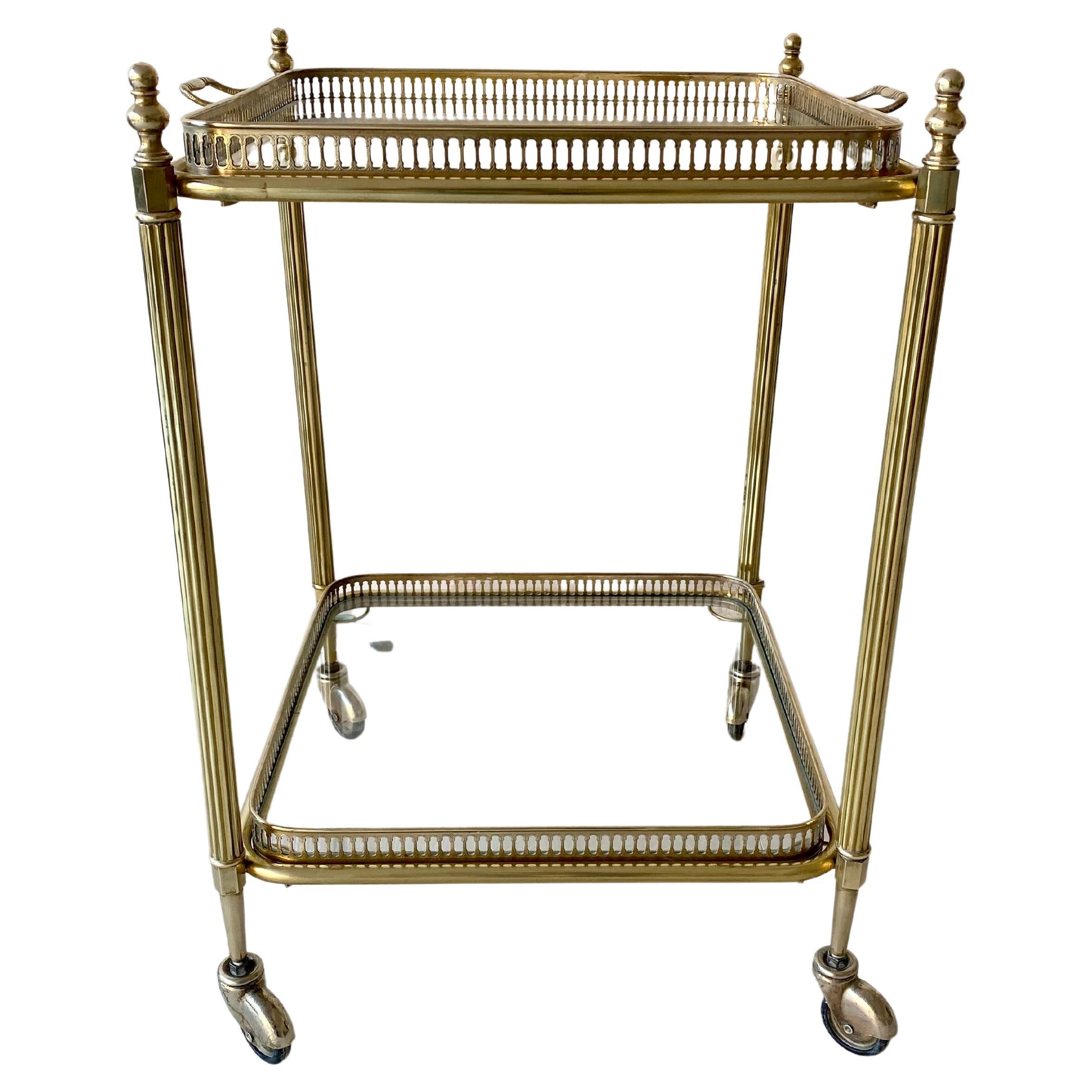 Classic Vintage French Brass Drinks Trolley or Bar Cart For Sale at 1stDibs