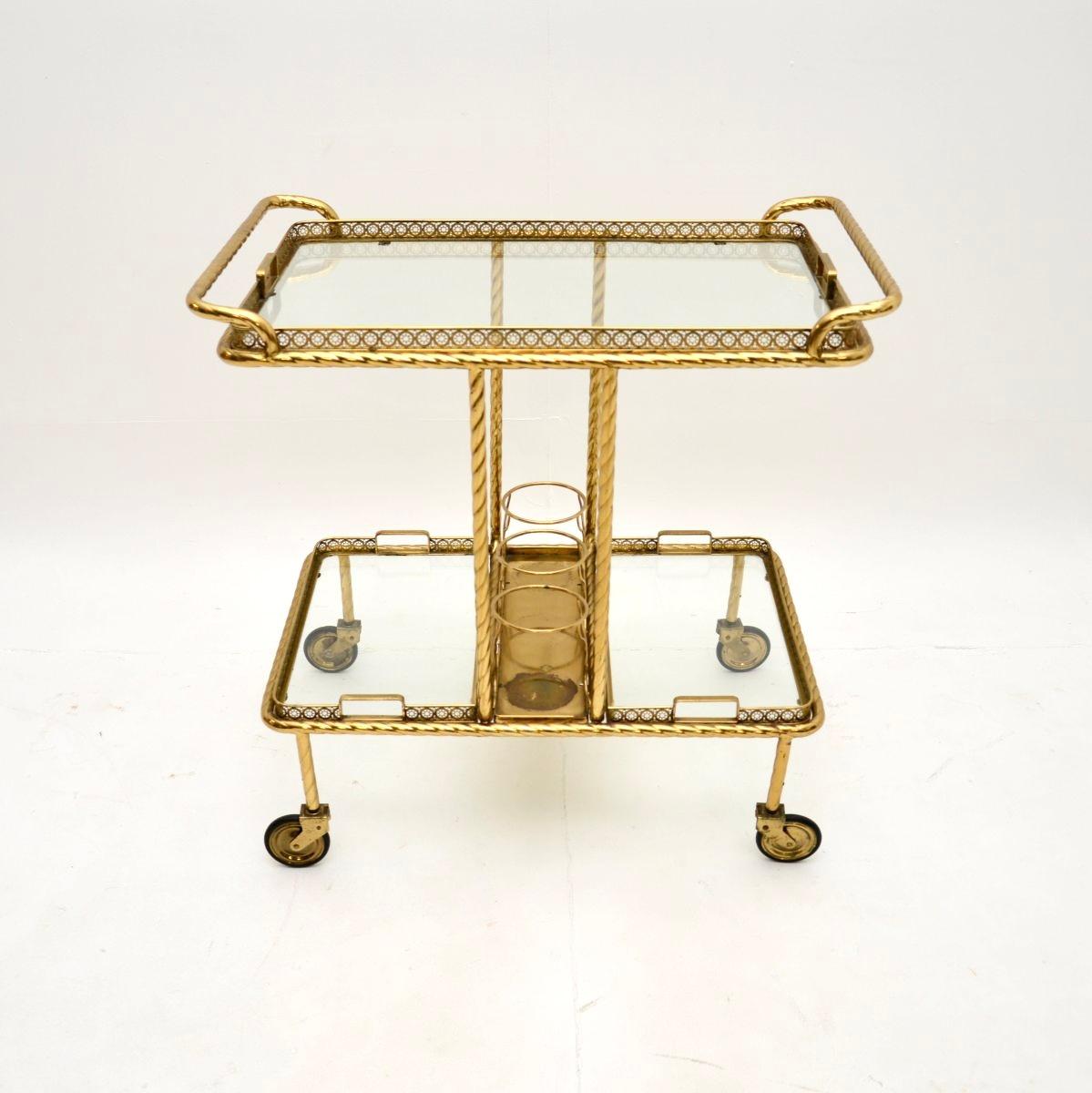 Vintage French Brass Getränkewagen für Harrods (Moderne der Mitte des Jahrhunderts) im Angebot