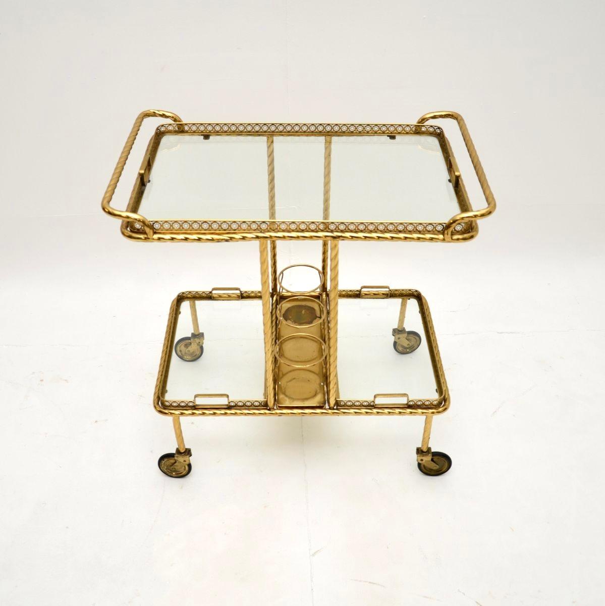 Vintage French Brass Getränkewagen für Harrods (Mitte des 20. Jahrhunderts) im Angebot