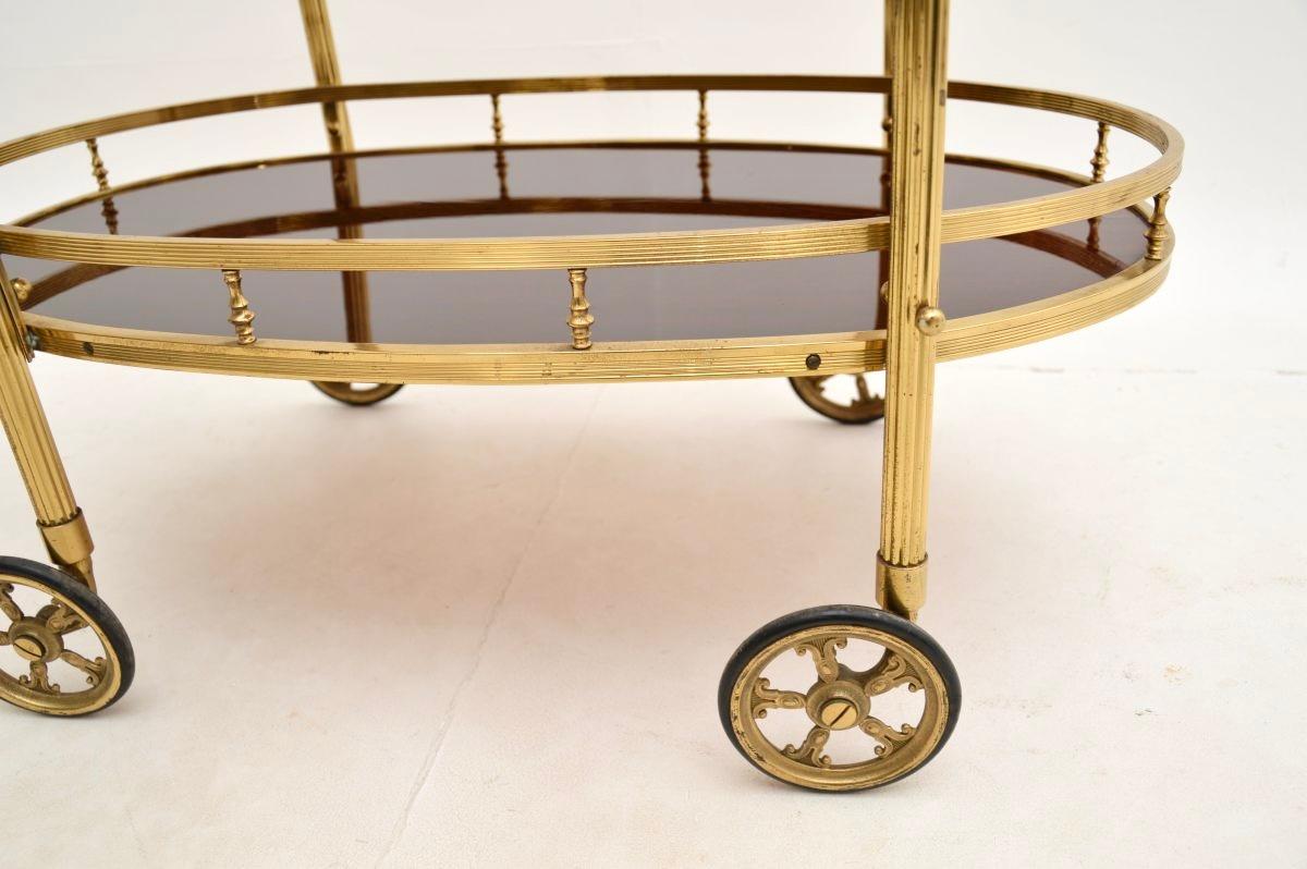 Vintage French Brass Drinks Trolley For Sale 5