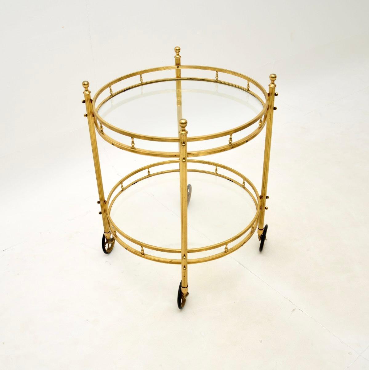 Mid-Century moderno Carrello portabevande francese d'epoca in ottone in vendita