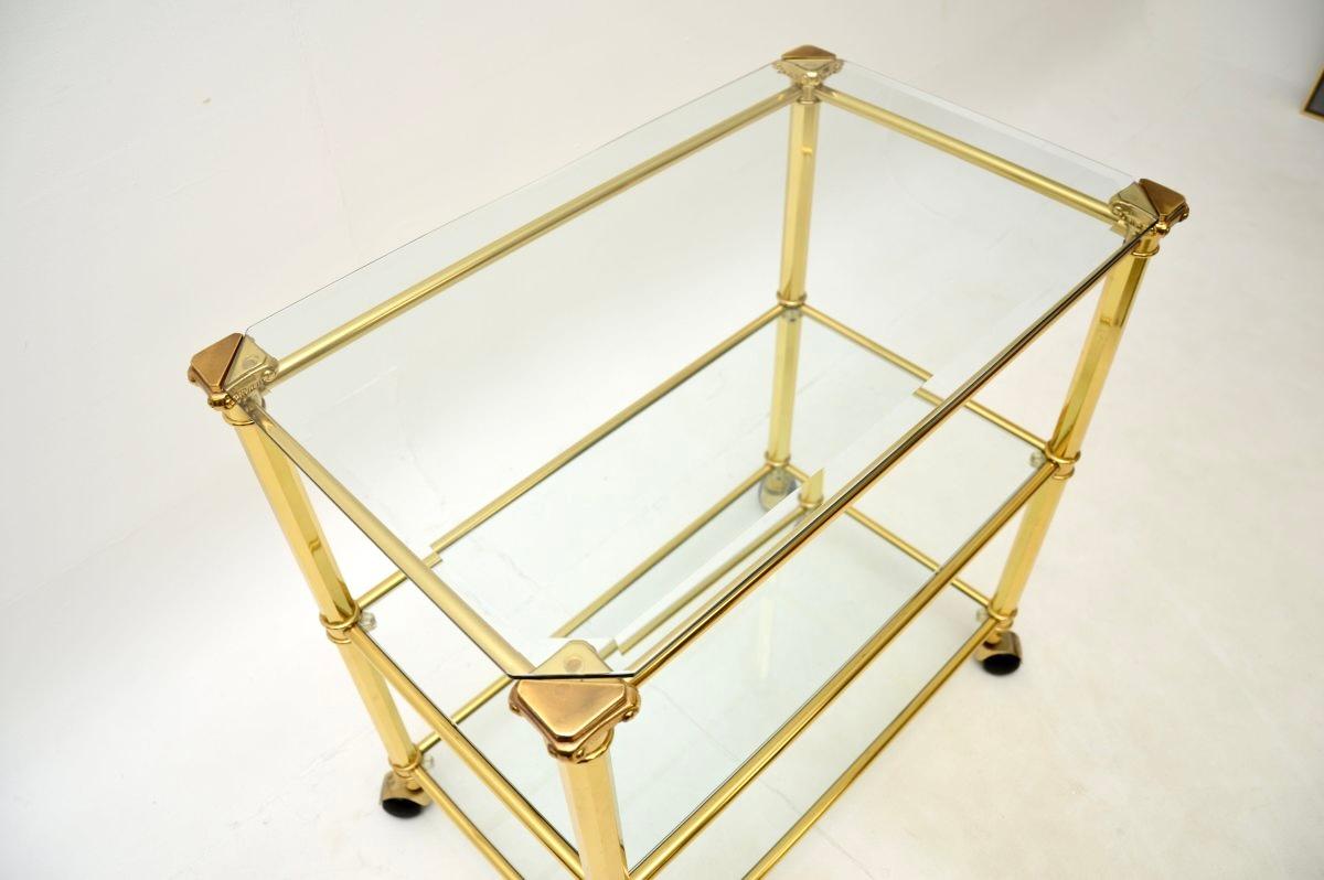 Hollywood Regency Carrello portabevande francese d'epoca in ottone in vendita