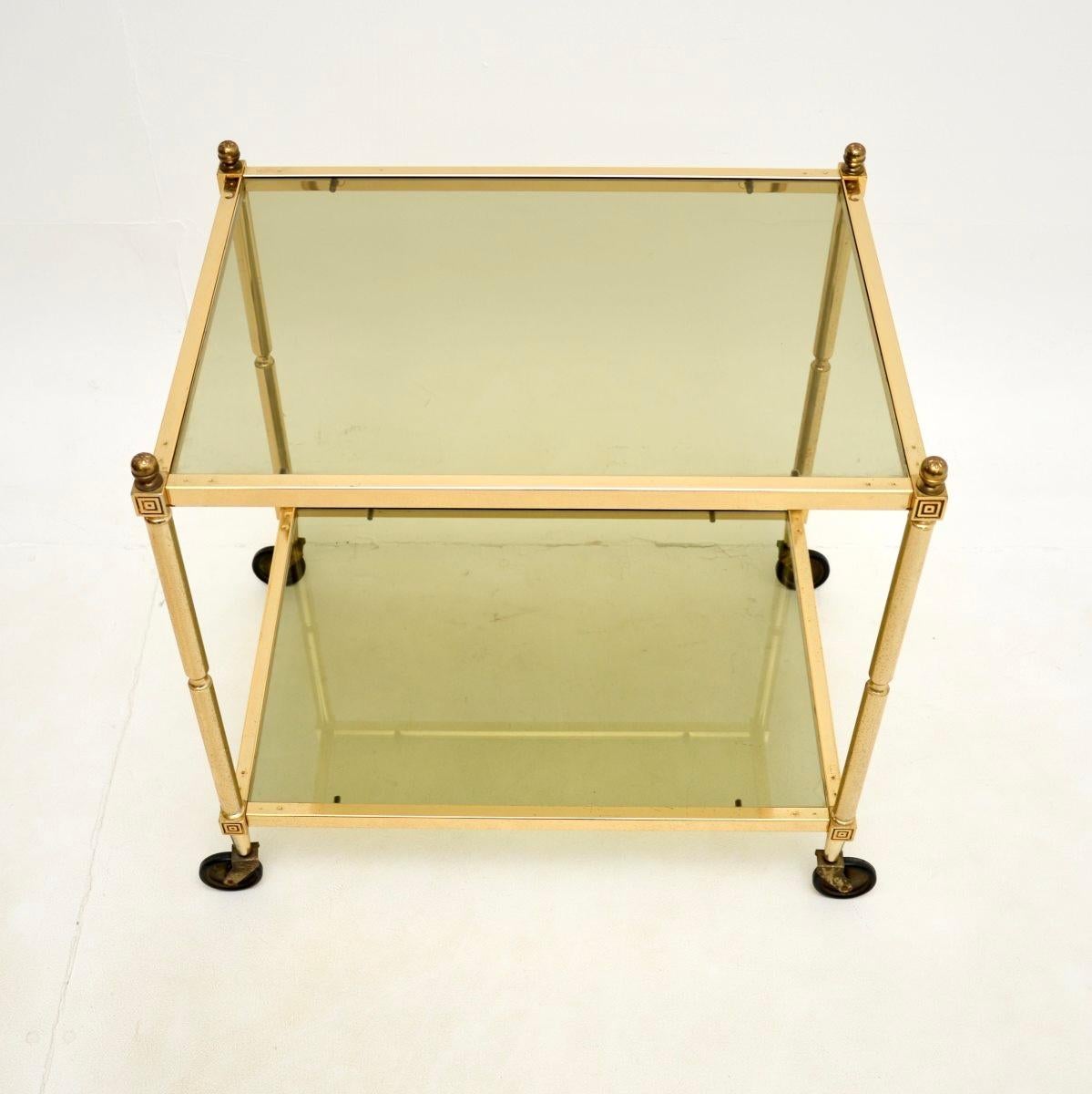 Mid-Century Modern Vintage French Brass Drinks Trolley For Sale