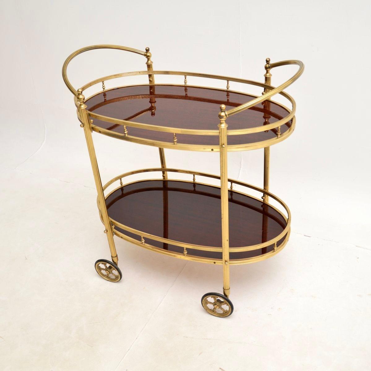 Vintage French Brass Drinks Trolley In Good Condition In London, GB