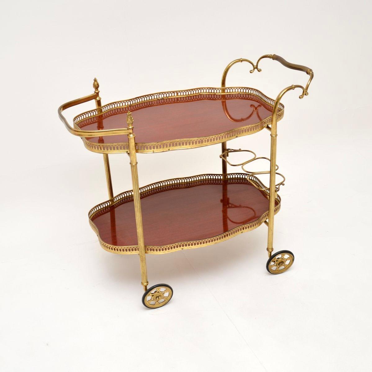 Vintage French Brass Drinks Trolley In Good Condition For Sale In London, GB