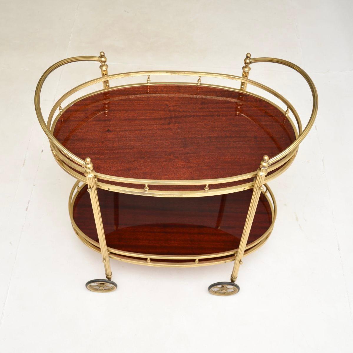 Late 20th Century Vintage French Brass Drinks Trolley For Sale