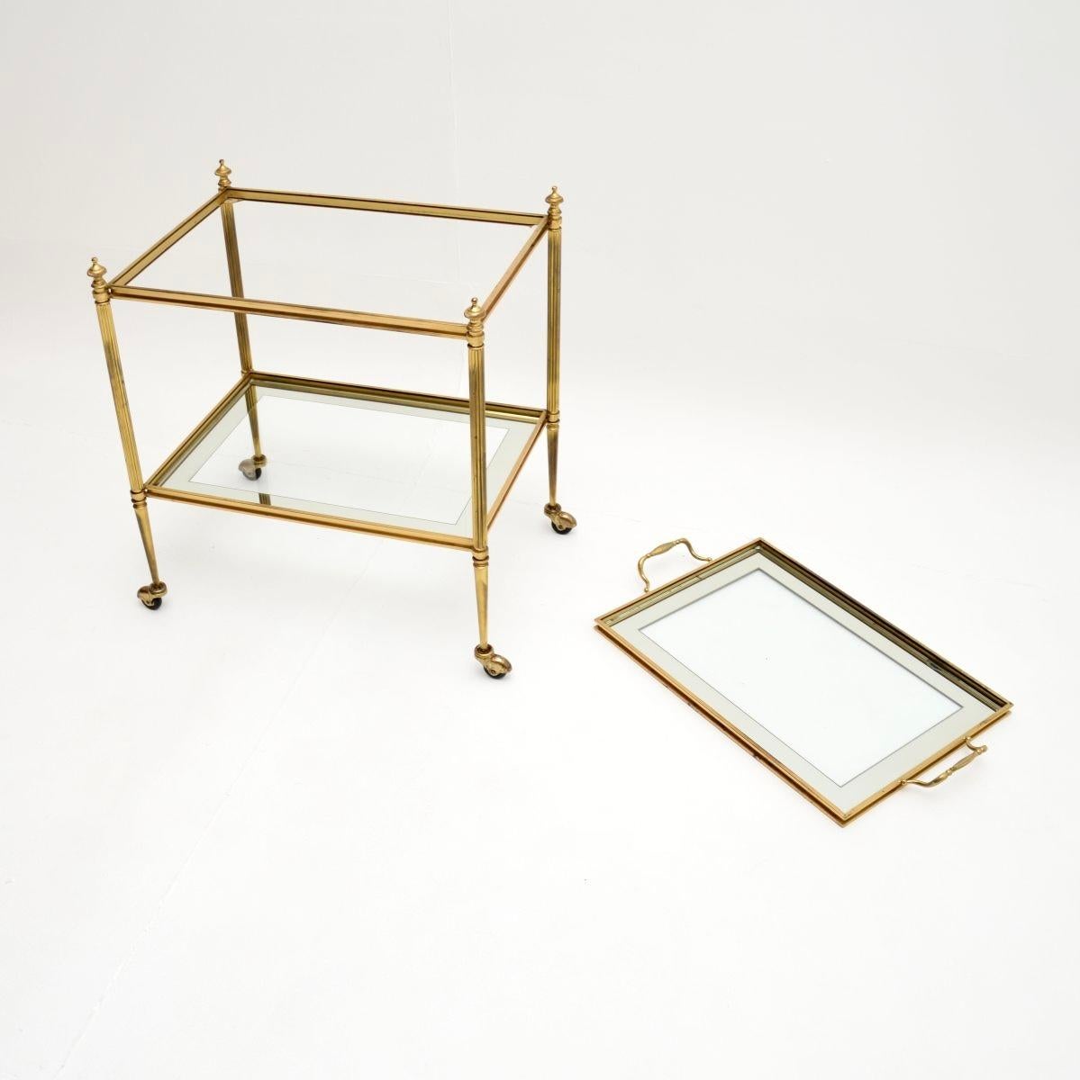 Mid-20th Century Vintage French Brass Drinks Trolley