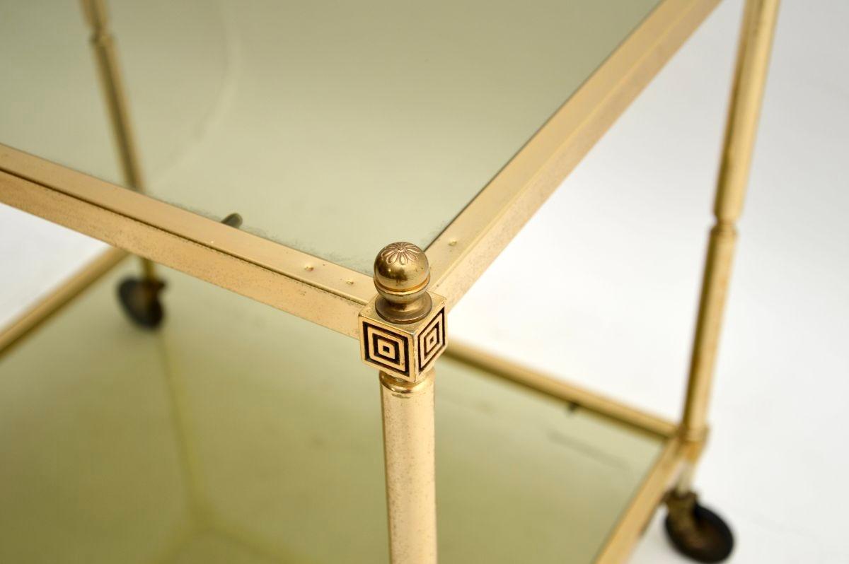 Mid-20th Century Vintage French Brass Drinks Trolley For Sale