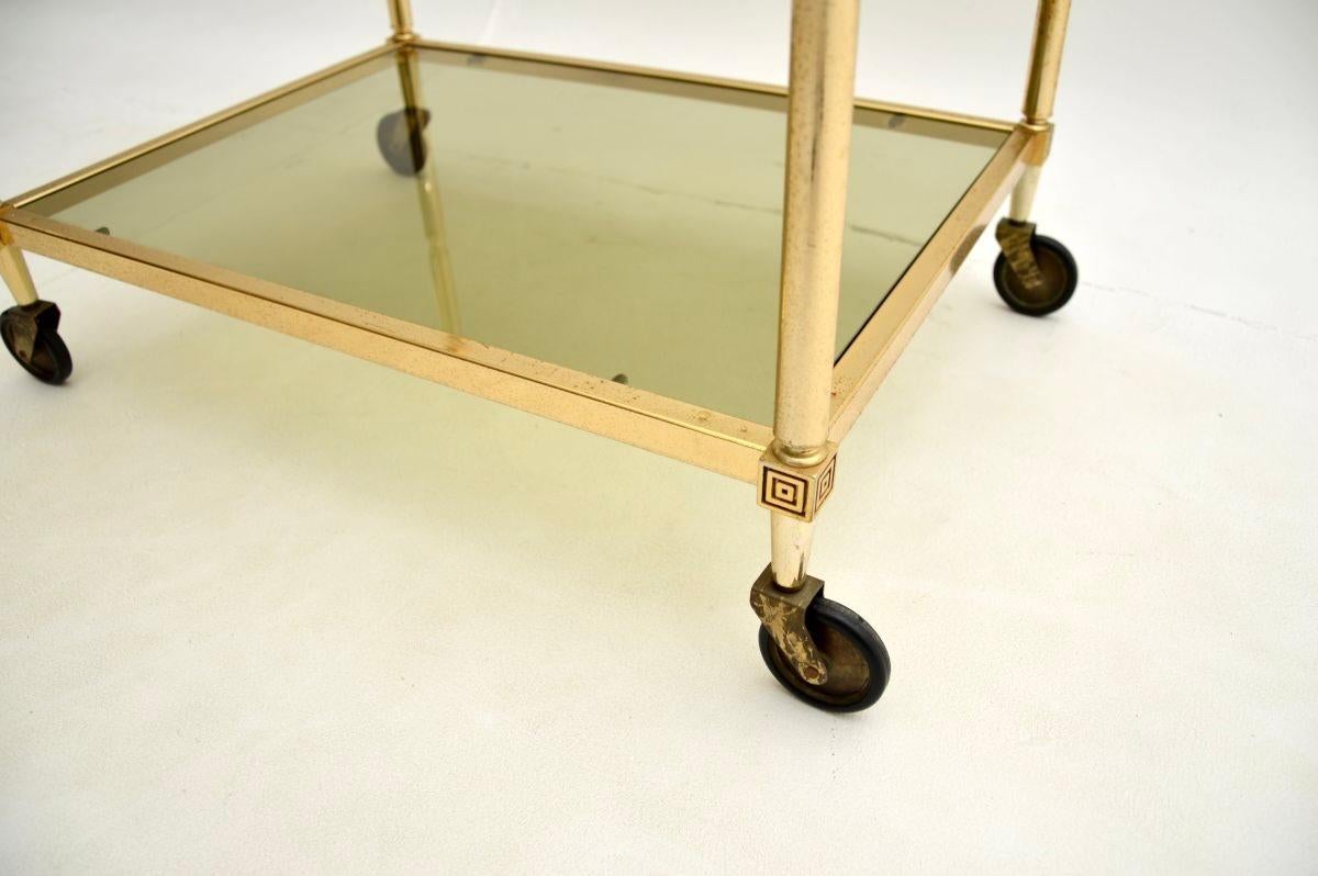Vintage French Brass Drinks Trolley For Sale 2