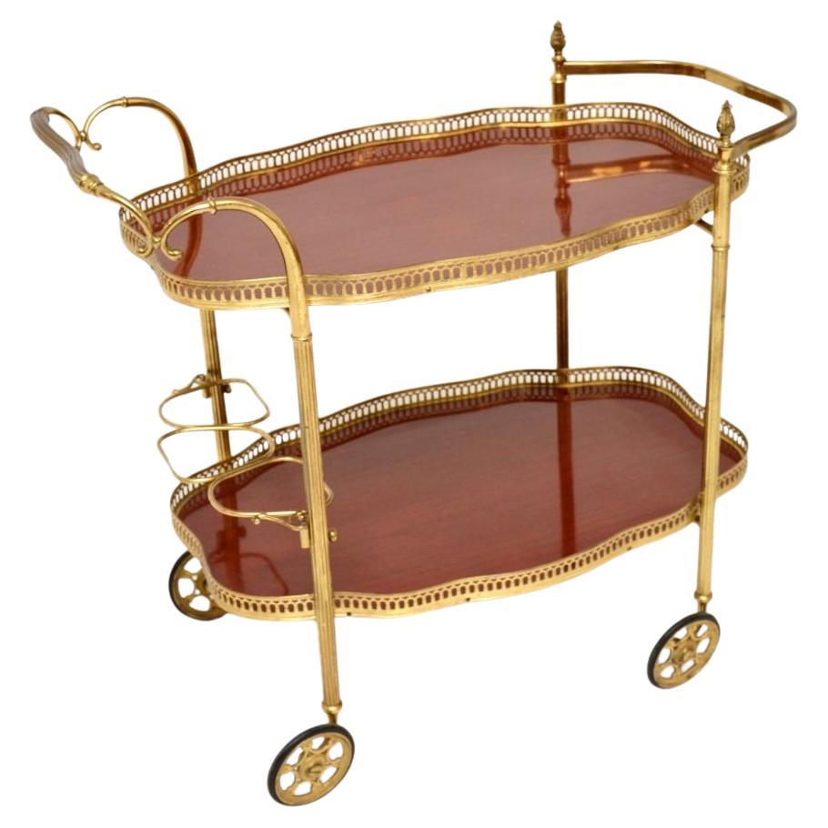Vintage French Brass Drinks Trolley For Sale
