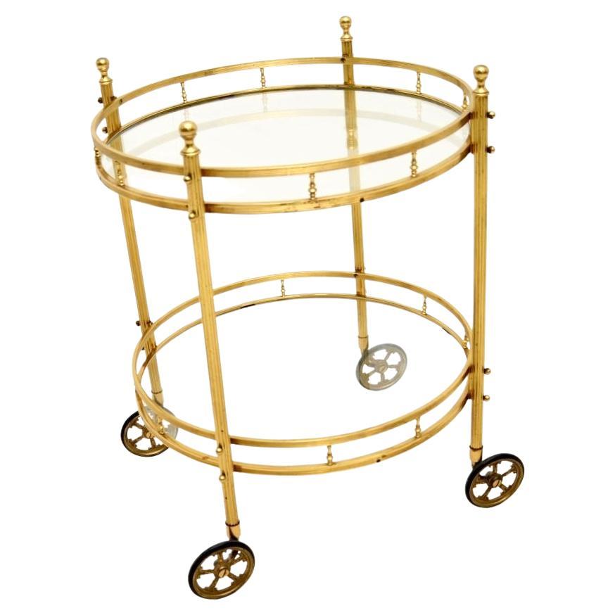 Chariot à boissons vintage en laiton français