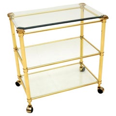 Carrello portabevande francese d'epoca in ottone
