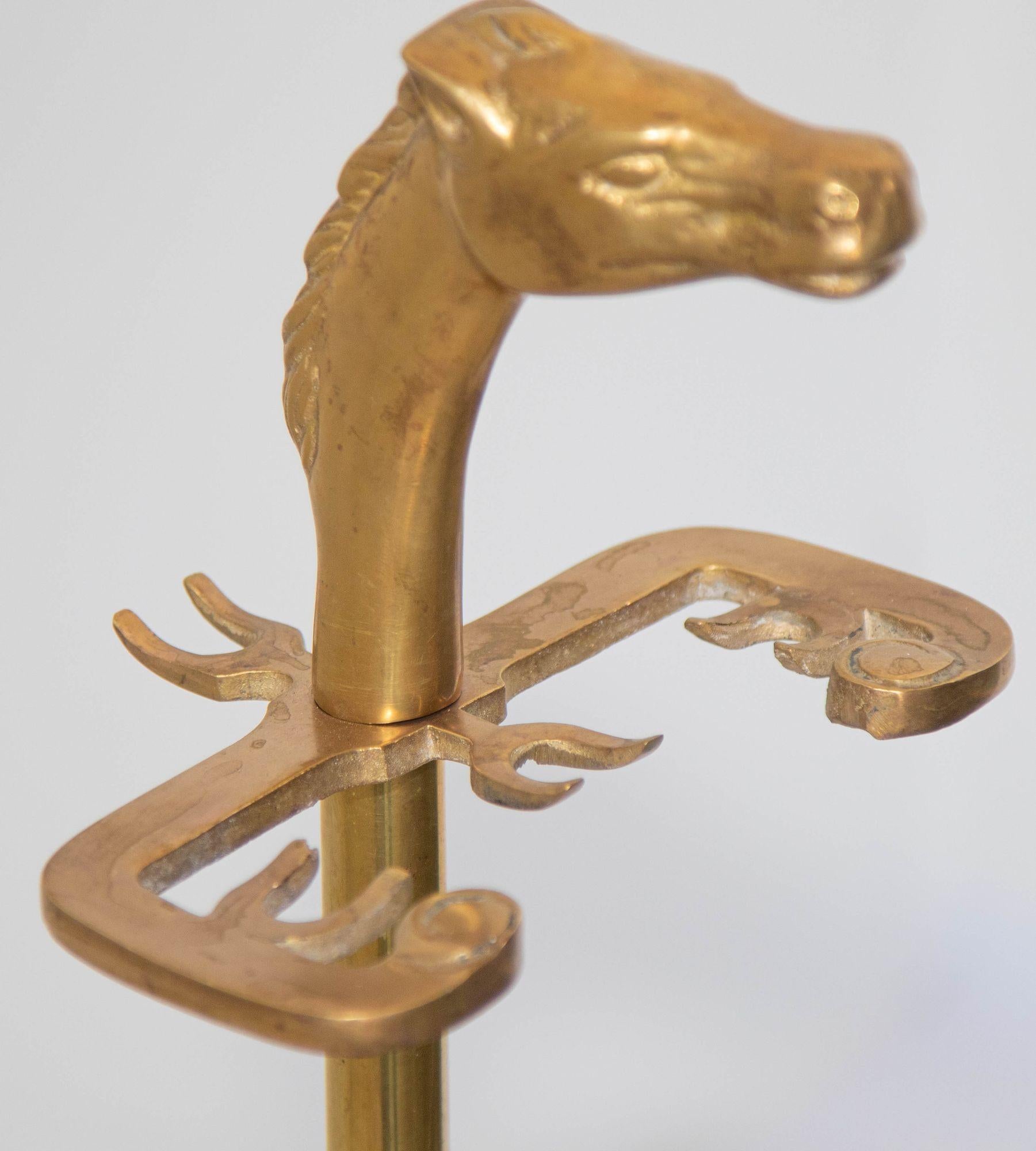 20th Century Vintage French Brass Fireplace Tools Set with Horse Head Motif, 1950s