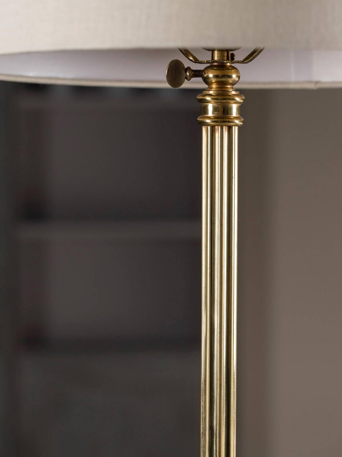 Vintage French Brass Floor Lamp, circa 1940 In Excellent Condition In Houston, TX