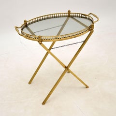 Vintage French Brass Folding Side Table