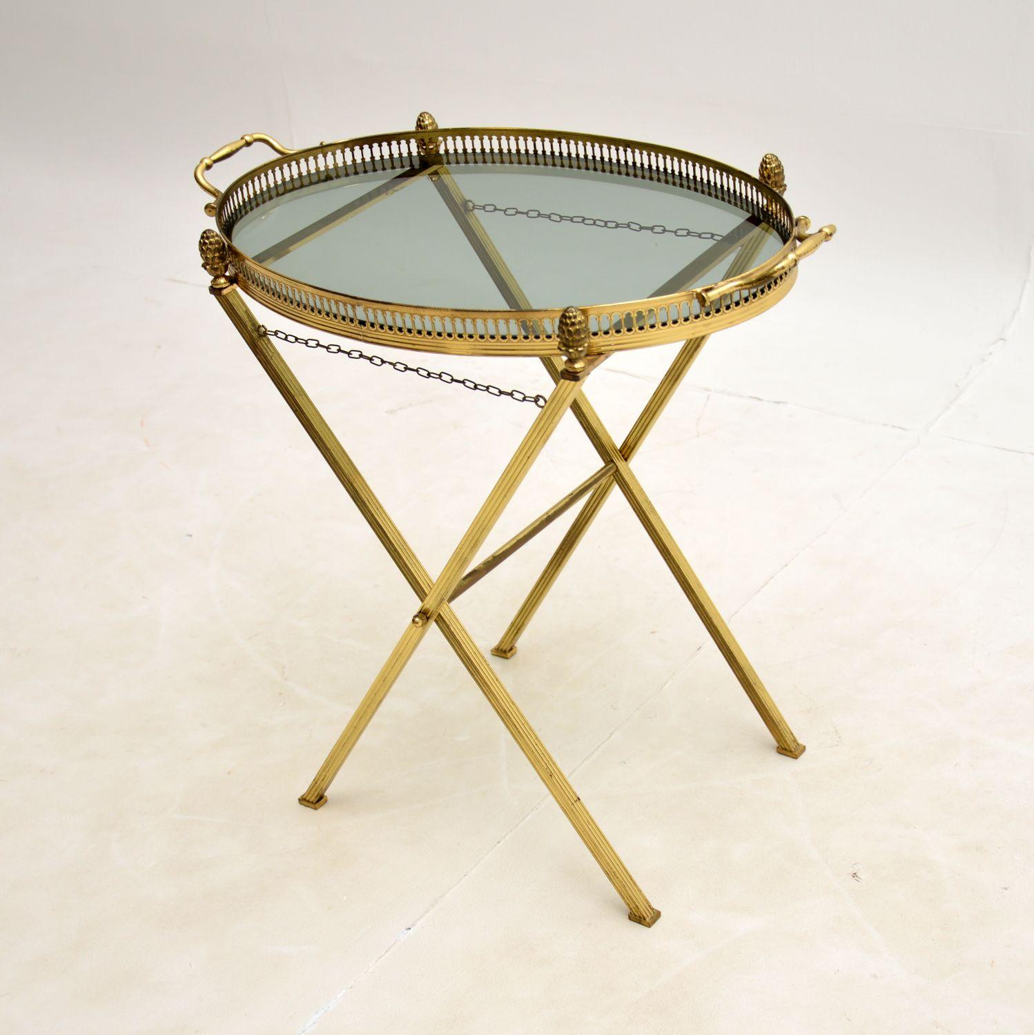 Mid-Century Modern Vintage French Brass Folding Side Table