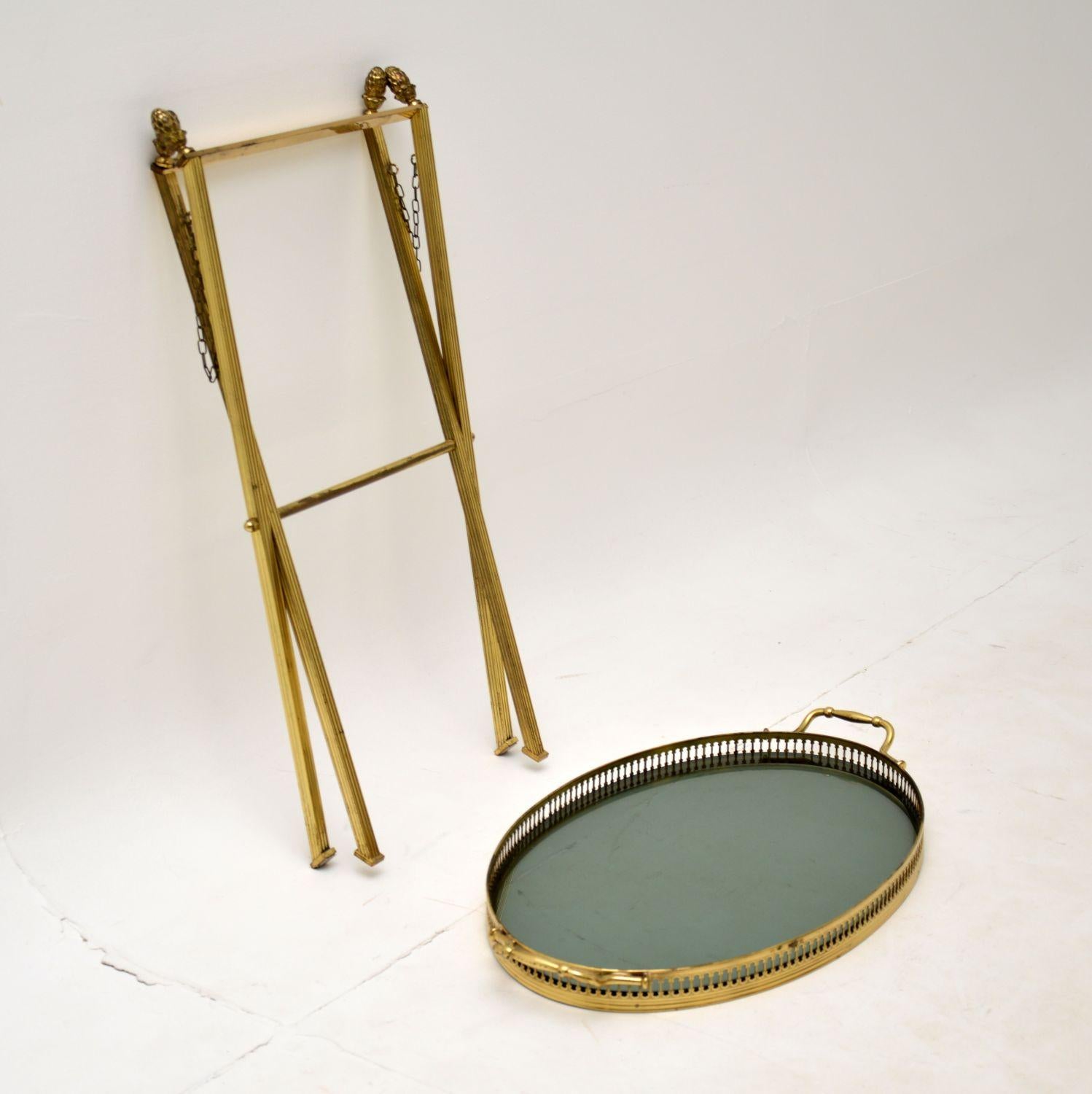 Vintage French Brass Folding Side Table 3