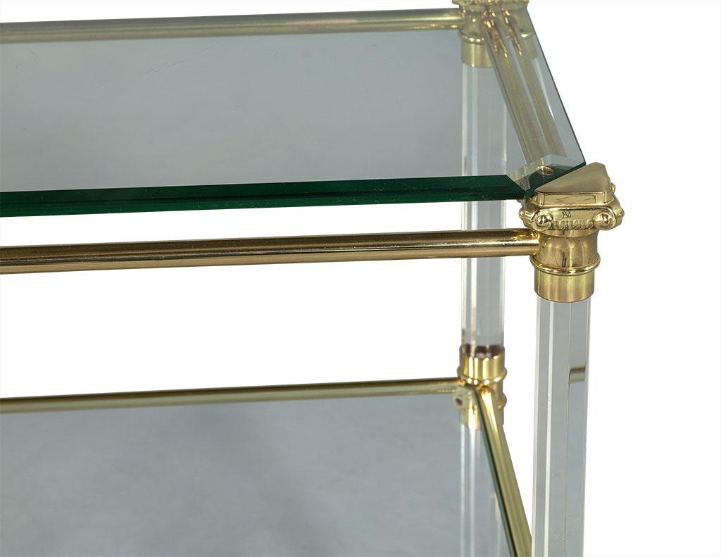 Late 20th Century Vintage French Brass Glass and Lucite Serving Cart