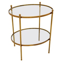 Vintage French Brass & Glass Side Table