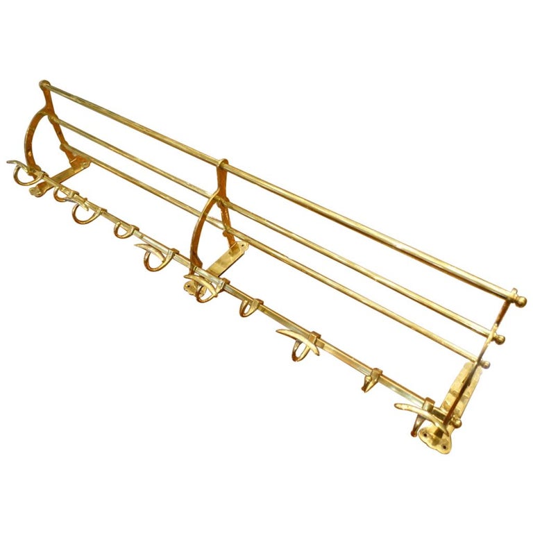 Vintage French Brass Hat Shelf / Coat Rack at 1stDibs
