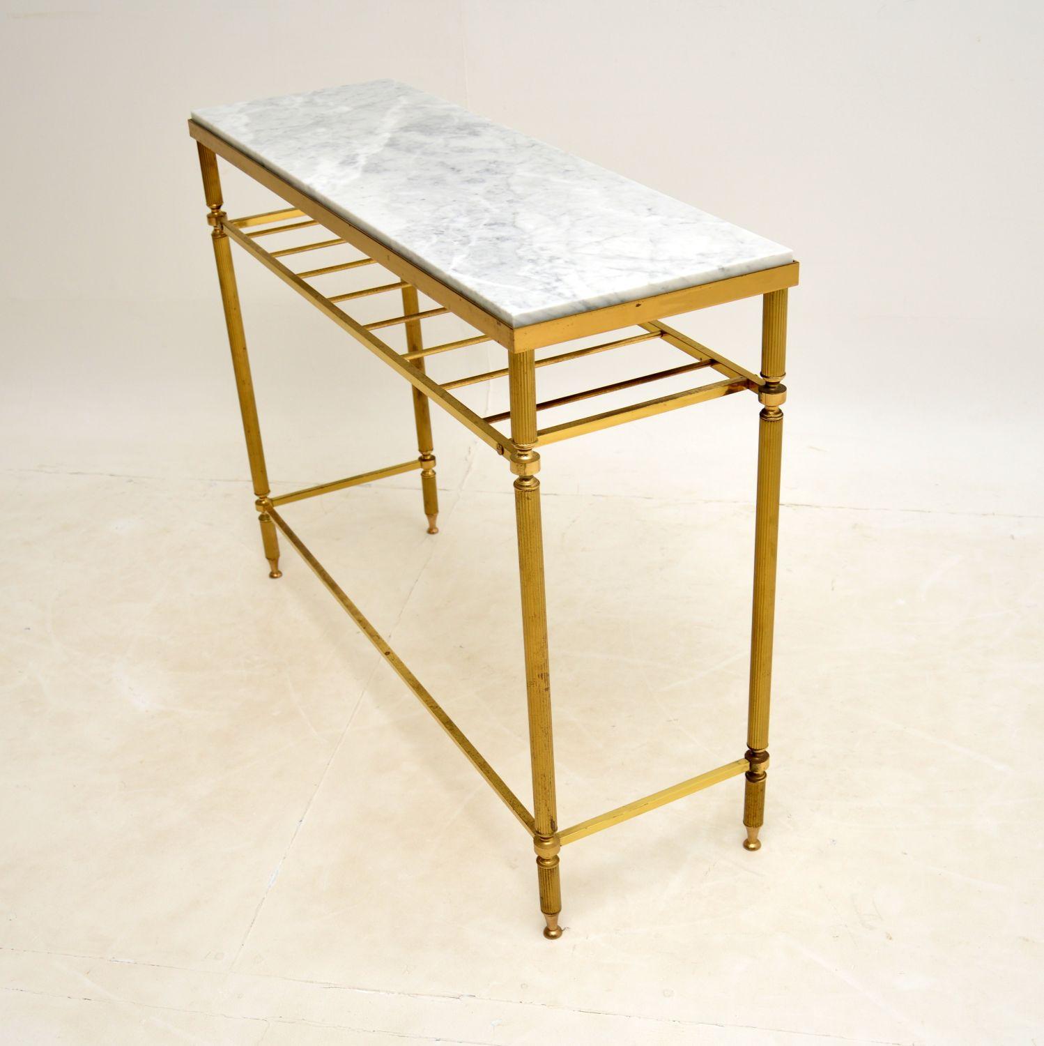 Vintage French Brass & Marble Console Table In Good Condition In London, GB