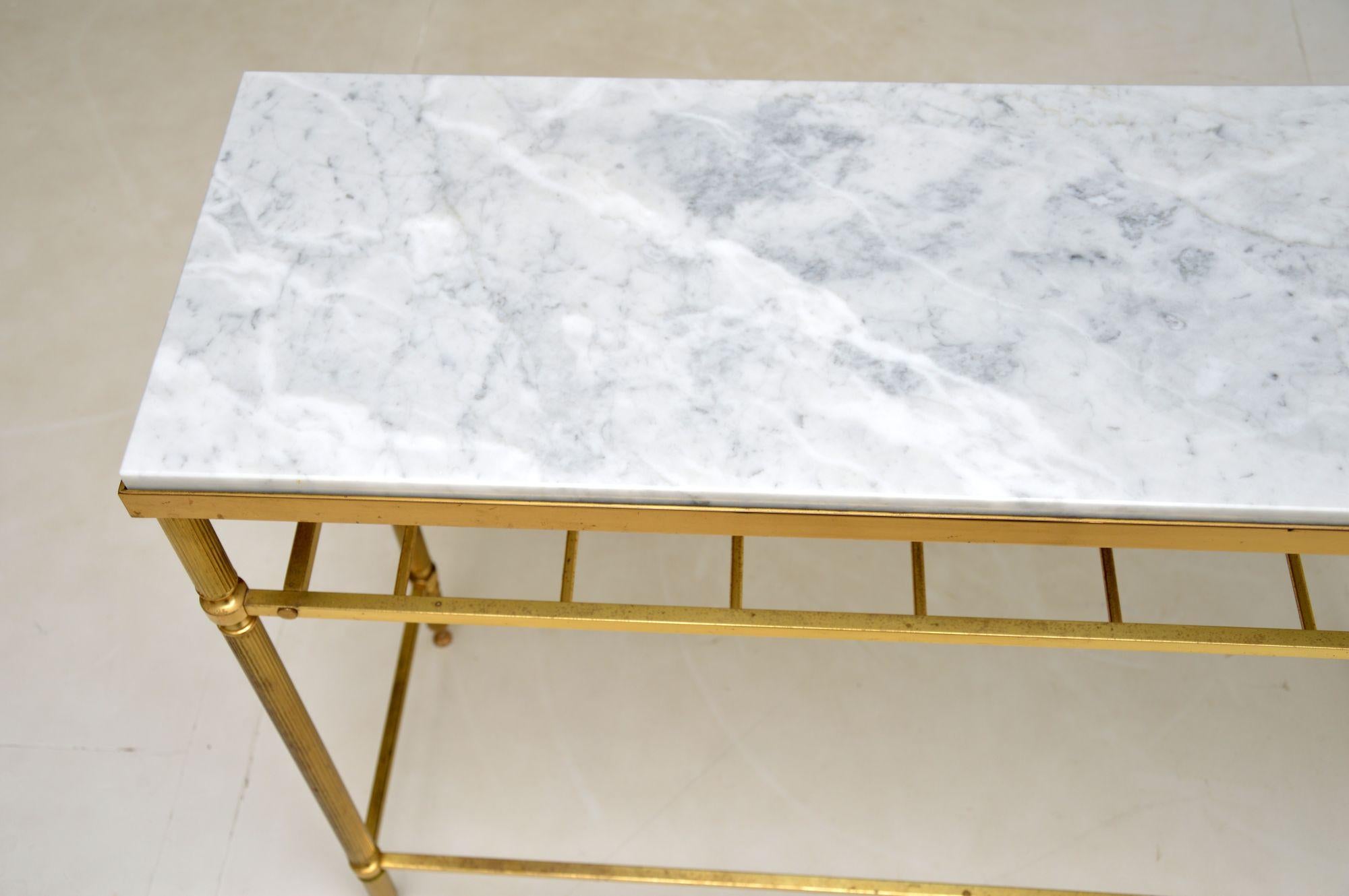 20th Century Vintage French Brass & Marble Console Table