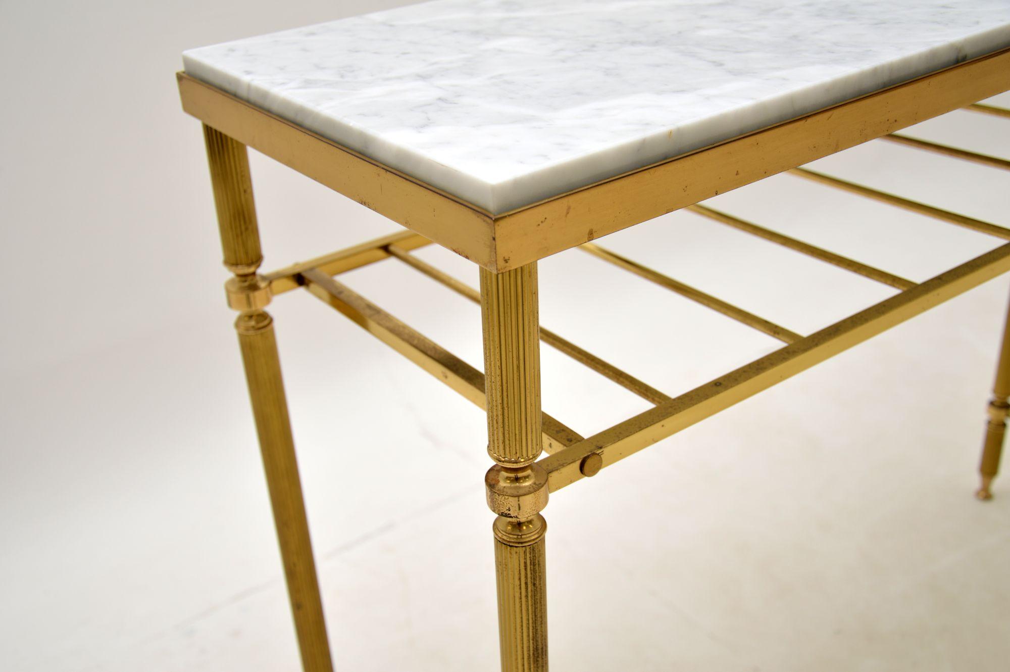Vintage French Brass & Marble Console Table 2