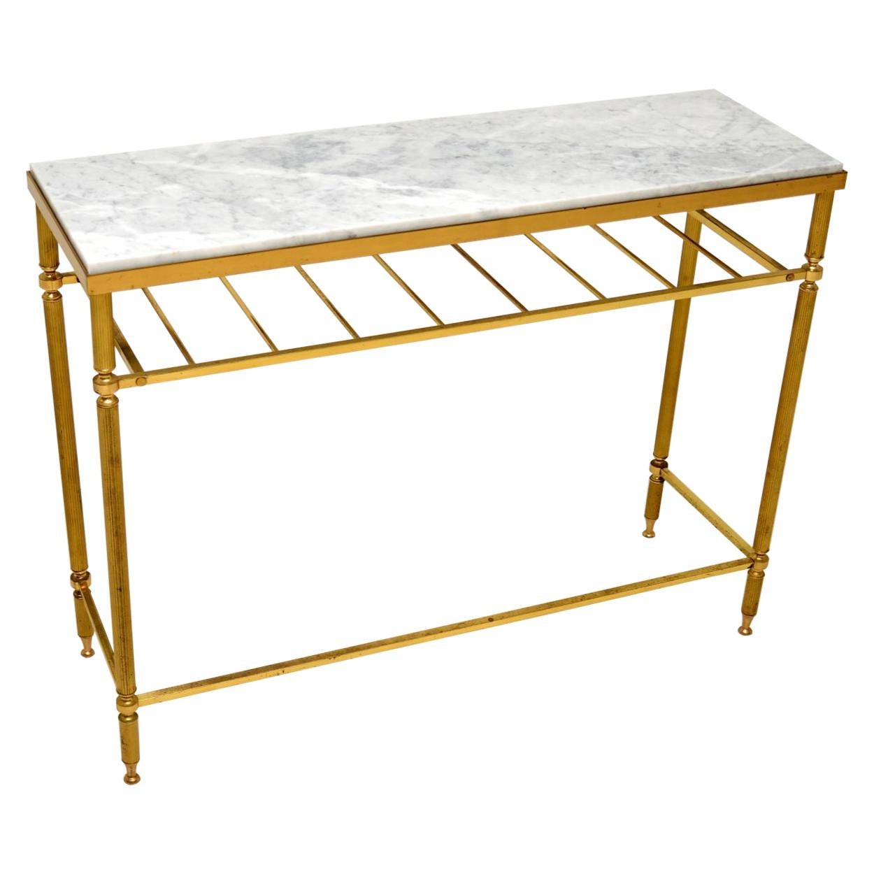 Vintage French Brass & Marble Console Table