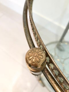 Vintage French Brass Oval Drinks Trolley or Bar Cart