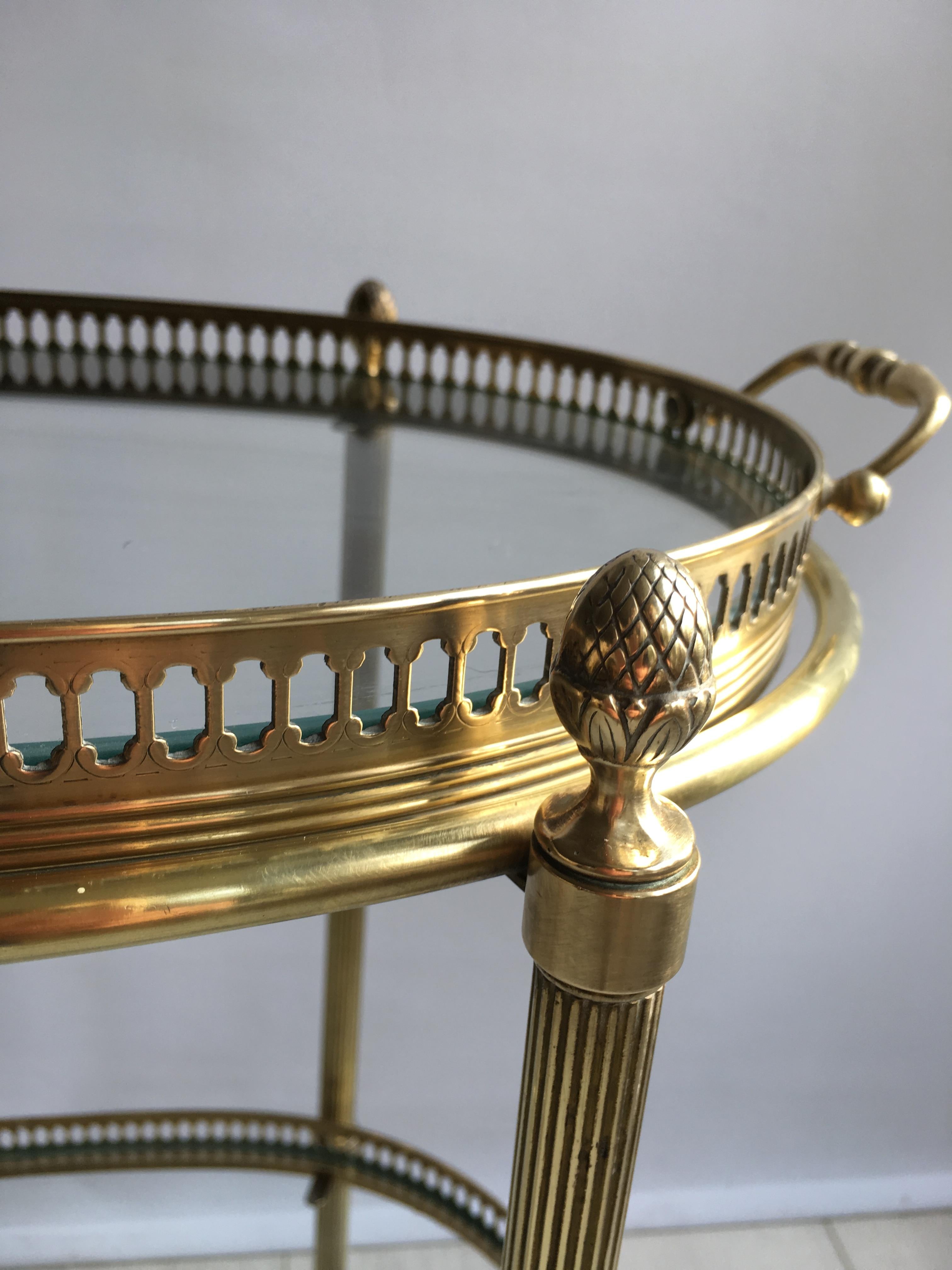 Mid-20th Century Vintage French Brass Oval Drinks Trolley or Bar Cart