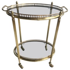 Vintage French brass Oval Drinks Trolley or Bar Cart