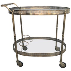 Vintage French Brass Oval Drinks Trolley or Bar Cart Vintage French Brass Oval Drinks Trolley or Bar Cart