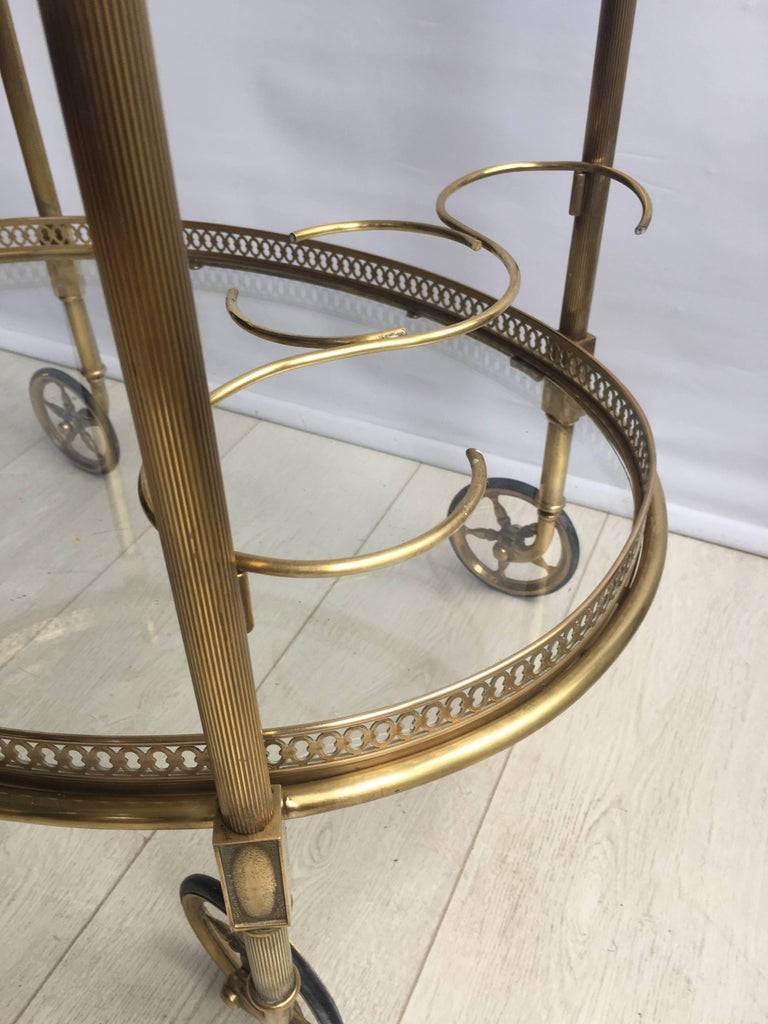 Vintage French Brass Oval Drinks Trolley/Bar Cart For Sale 1