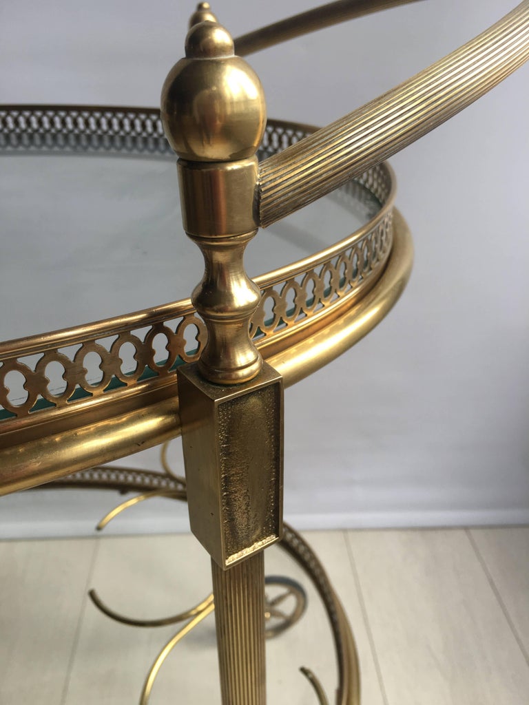 Vintage French Brass Oval Drinks Trolley/Bar Cart For Sale 3
