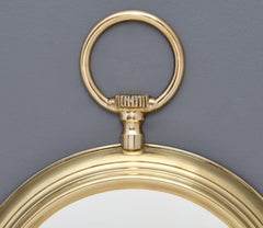Vintage French Brass Pocket Watch Mirror